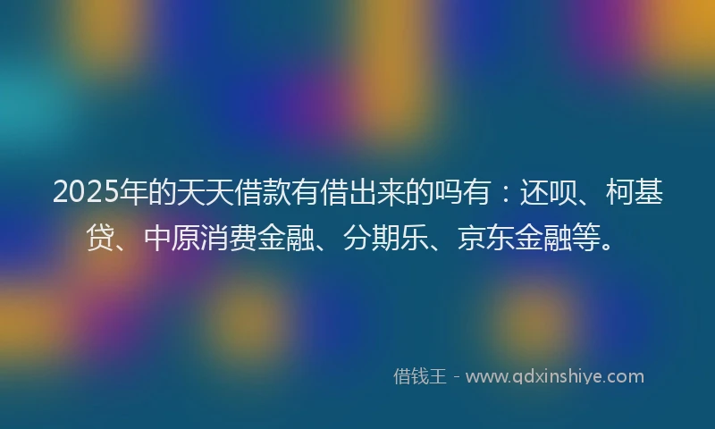 2025年的天天借款有借出来的吗有：还呗、柯基贷、中原消费金融、分期乐、京东金融等。