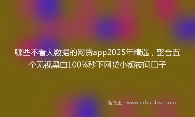 哪些不看大数据的网贷app2025年精选，整合五个无视黑白100%秒下网贷小额夜间口子