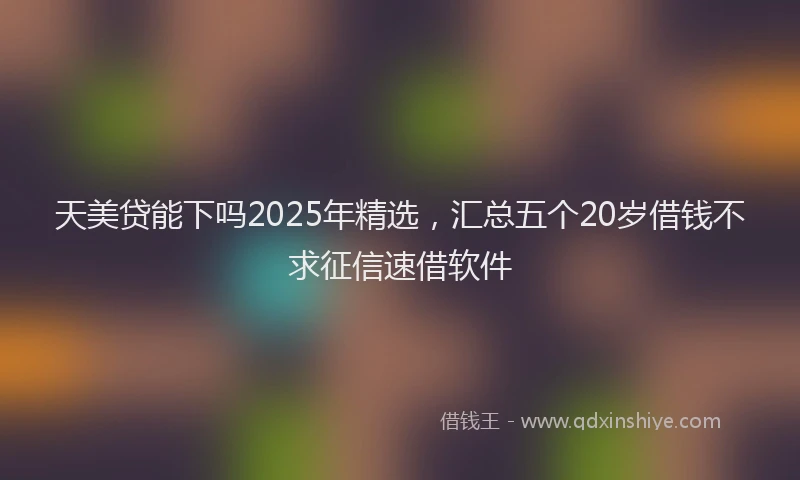 天美贷能下吗2025年精选，汇总五个20岁借钱不求征信速借软件
