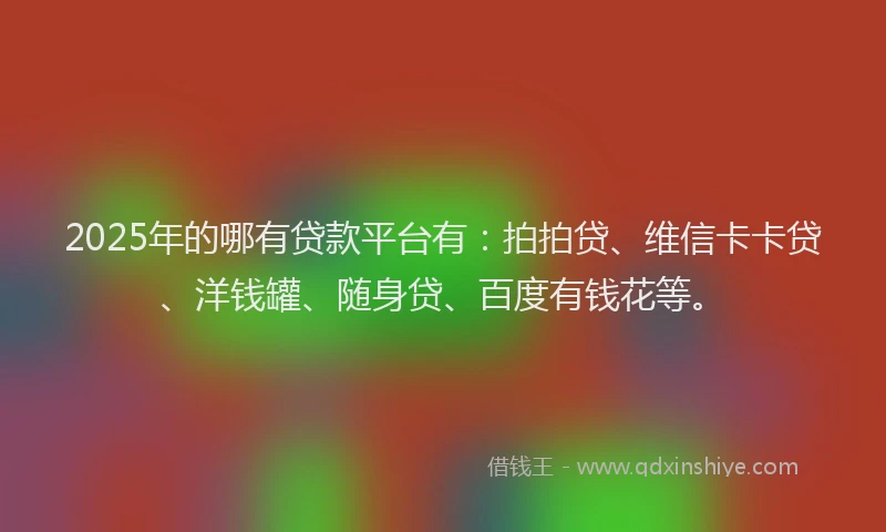 2025年的哪有贷款平台有：拍拍贷、维信卡卡贷、洋钱罐、随身贷、百度有钱花等。