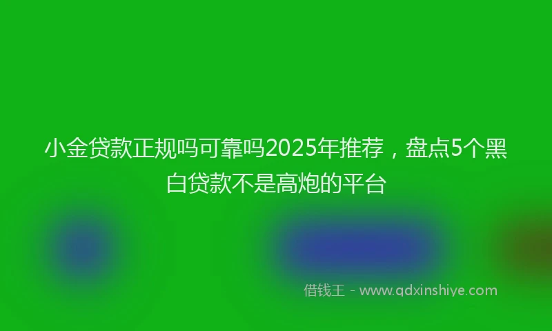 小金贷款正规吗可靠吗2025年推荐，盘点5个黑白贷款不是高炮的平台