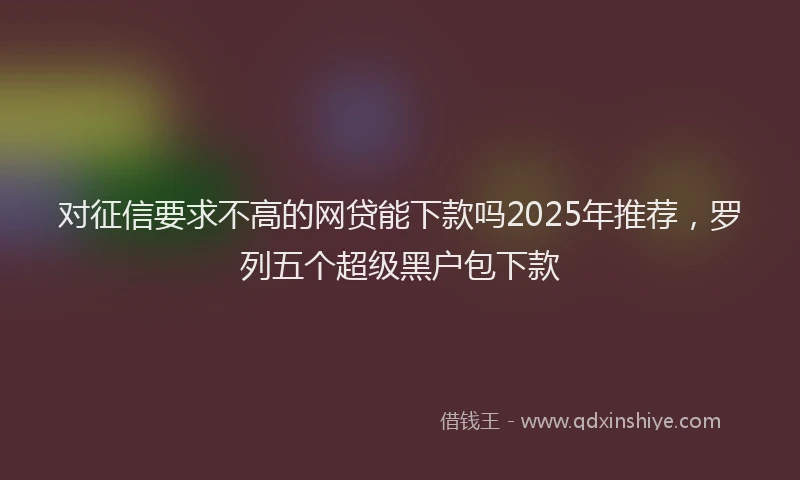 对征信要求不高的网贷能下款吗2025年推荐，罗列五个超级黑户包下款