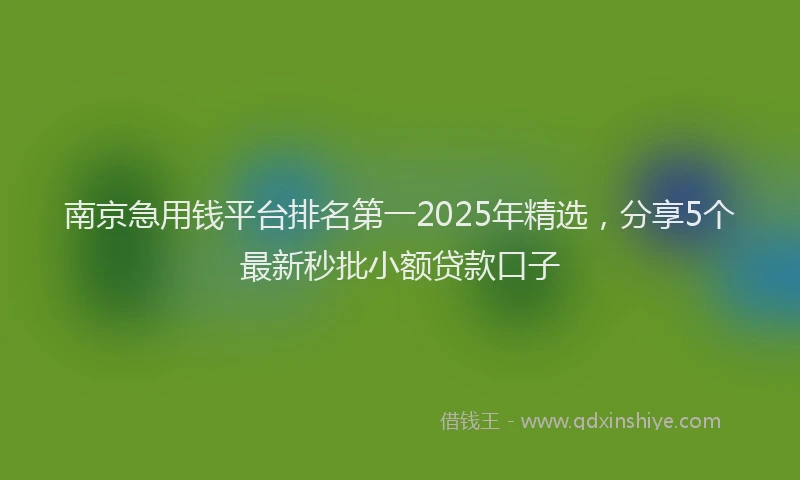南京急用钱平台排名第一2025年精选，分享5个最新秒批小额贷款口子