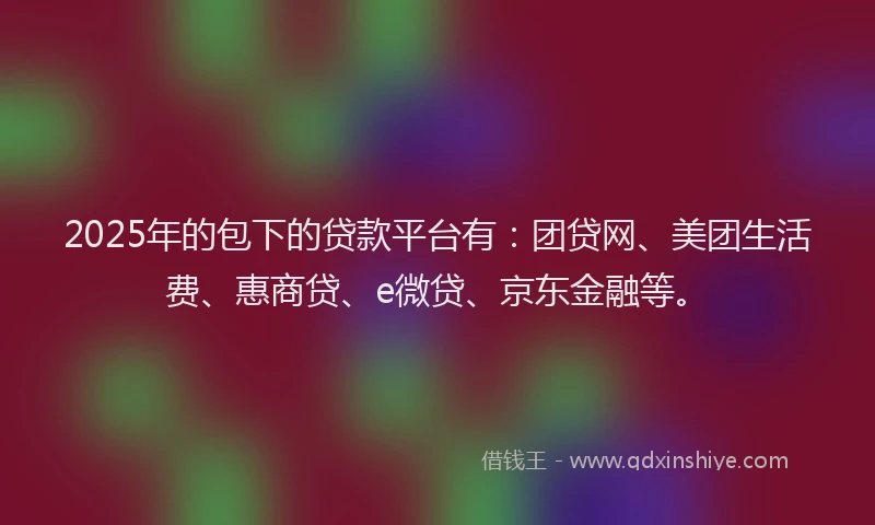 2025年的包下的贷款平台有：团贷网、美团生活费、惠商贷、e微贷、京东金融等。