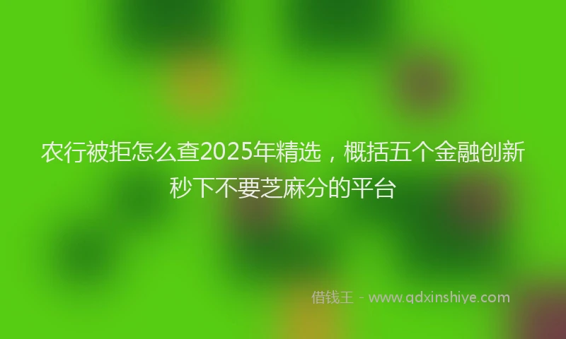 农行被拒怎么查2025年精选，概括五个金融创新秒下不要芝麻分的平台