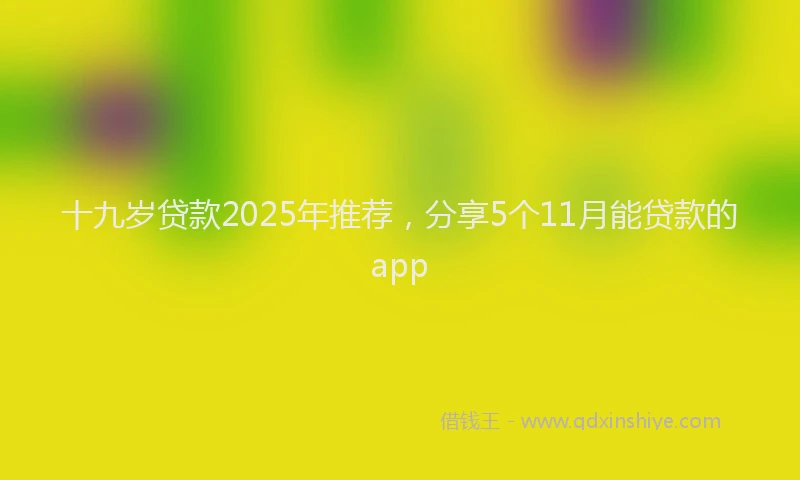 十九岁贷款2025年推荐，分享5个11月能贷款的app
