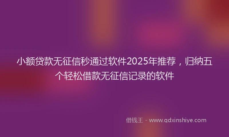 小额贷款无征信秒通过软件2025年推荐，归纳五个轻松借款无征信记录的软件