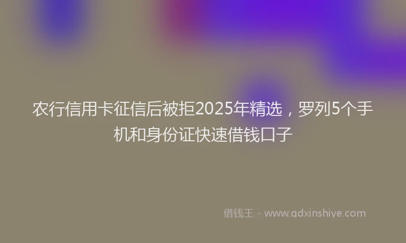 农行信用卡征信后被拒2025年精选，罗列5个手机和身份证快速借钱口子