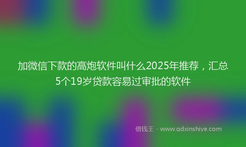 加微信下款的高炮软件叫什么2025年推荐，汇总5个19岁贷款容易过审批的软件