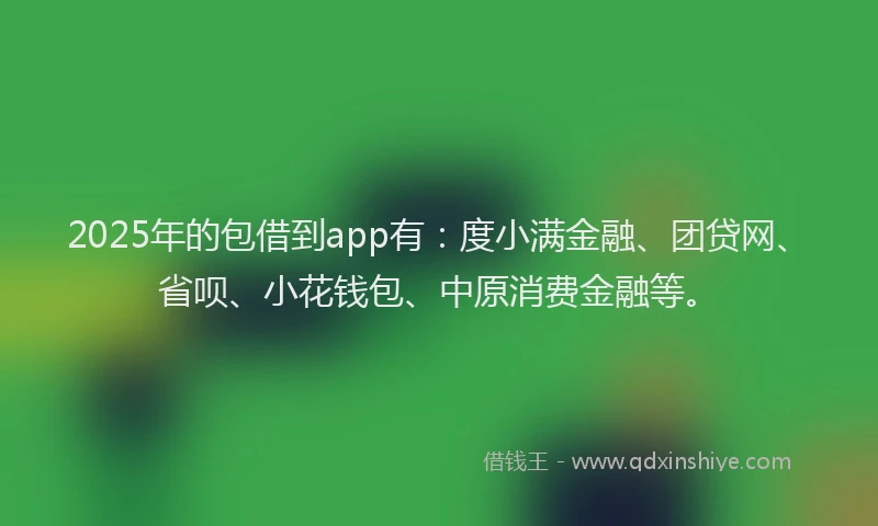 2025年的包借到app有：度小满金融、团贷网、省呗、小花钱包、中原消费金融等。