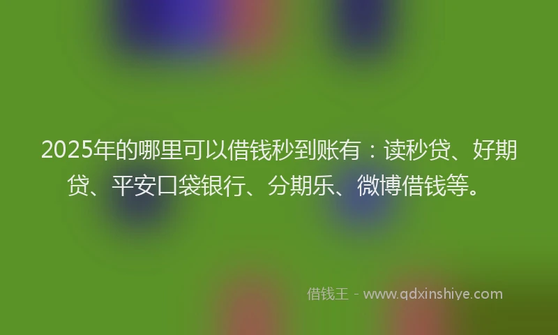 2025年的哪里可以借钱秒到账有：读秒贷、好期贷、平安口袋银行、分期乐、微博借钱等。