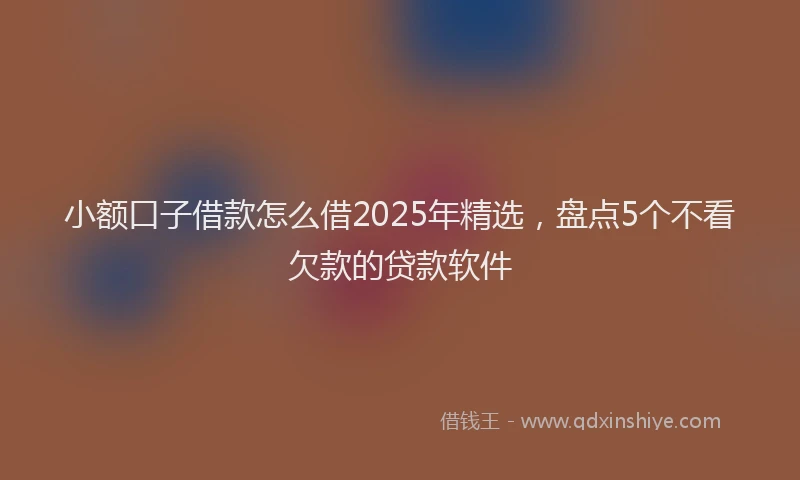 小额口子借款怎么借2025年精选，盘点5个不看欠款的贷款软件