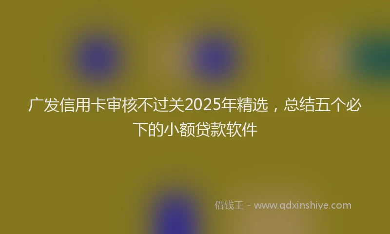 广发信用卡审核不过关2025年精选，总结五个必下的小额贷款软件