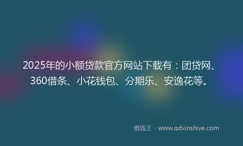 2025年的小额贷款官方网站下载有：团贷网、360借条、小花钱包、分期乐、安逸花等。