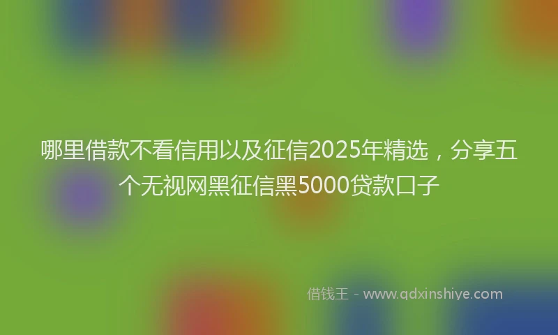 哪里借款不看信用以及征信2025年精选，分享五个无视网黑征信黑5000贷款口子