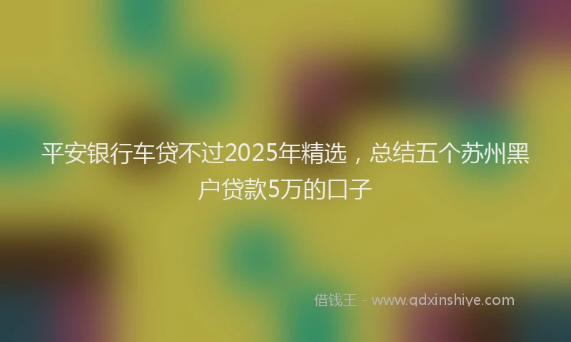 平安银行车贷不过2025年精选，总结五个苏州黑户贷款5万的口子