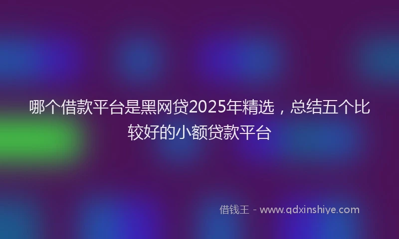 哪个借款平台是黑网贷2025年精选，总结五个比较好的小额贷款平台