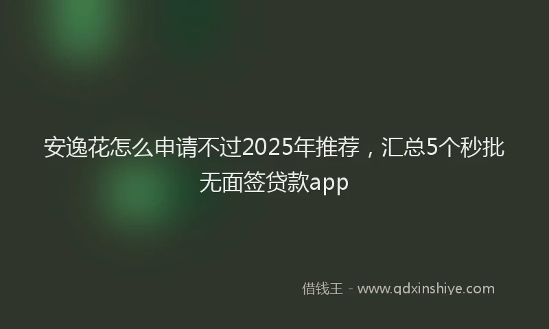 安逸花怎么申请不过2025年推荐，汇总5个秒批无面签贷款app