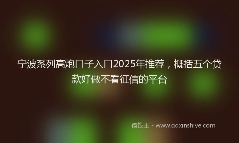 宁波系列高炮口子入口2025年推荐，概括五个贷款好做不看征信的平台