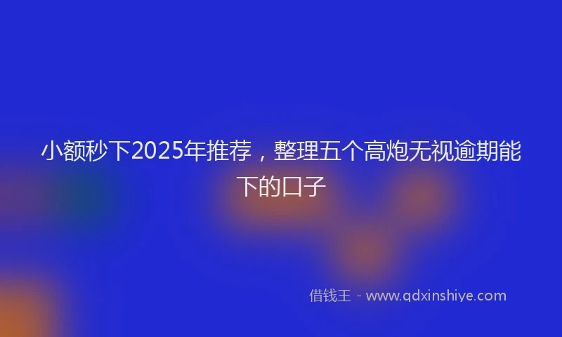 小额秒下2025年推荐，整理五个高炮无视逾期能下的口子