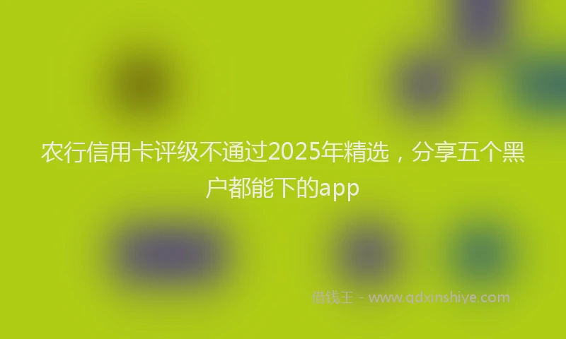 农行信用卡评级不通过2025年精选，分享五个黑户都能下的app