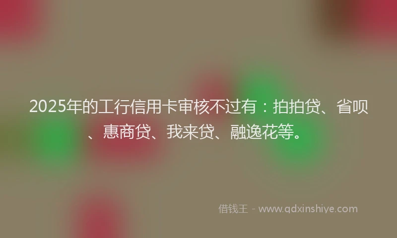 2025年的工行信用卡审核不过有：拍拍贷、省呗、惠商贷、我来贷、融逸花等。