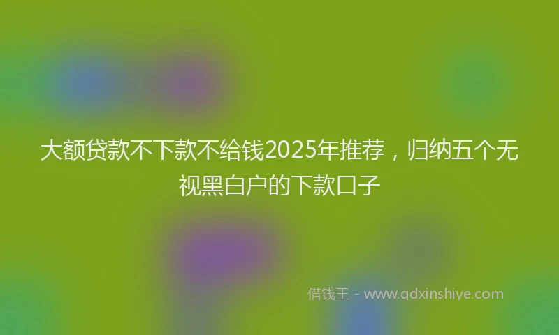 大额贷款不下款不给钱2025年推荐，归纳五个无视黑白户的下款口子