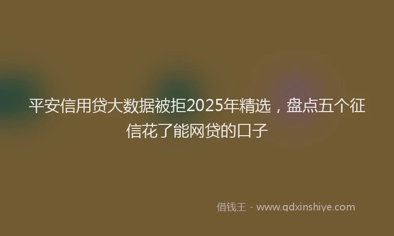 平安信用贷大数据被拒2025年精选，盘点五个征信花了能网贷的口子