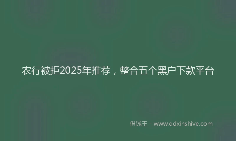 农行被拒2025年推荐，整合五个黑户下款平台