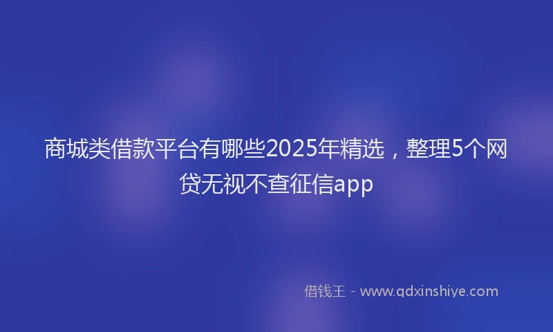商城类借款平台有哪些2025年精选，整理5个网贷无视不查征信app