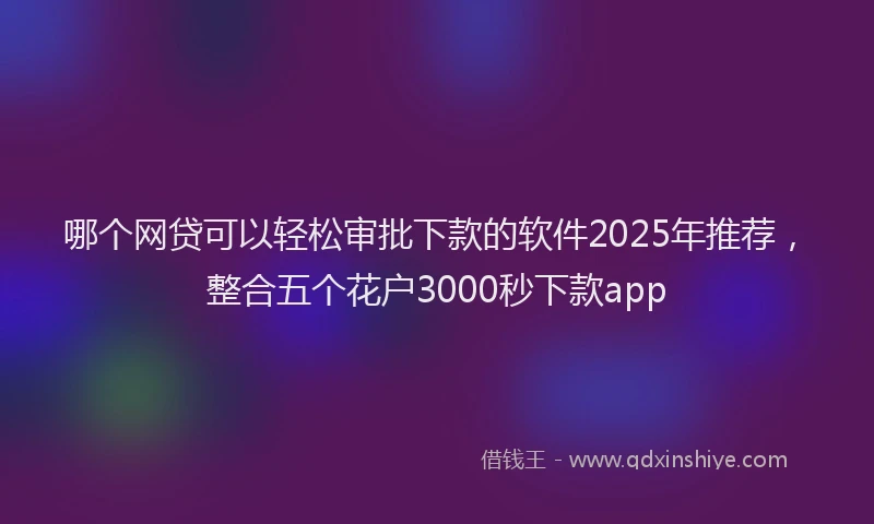 哪个网贷可以轻松审批下款的软件2025年推荐，整合五个花户3000秒下款app