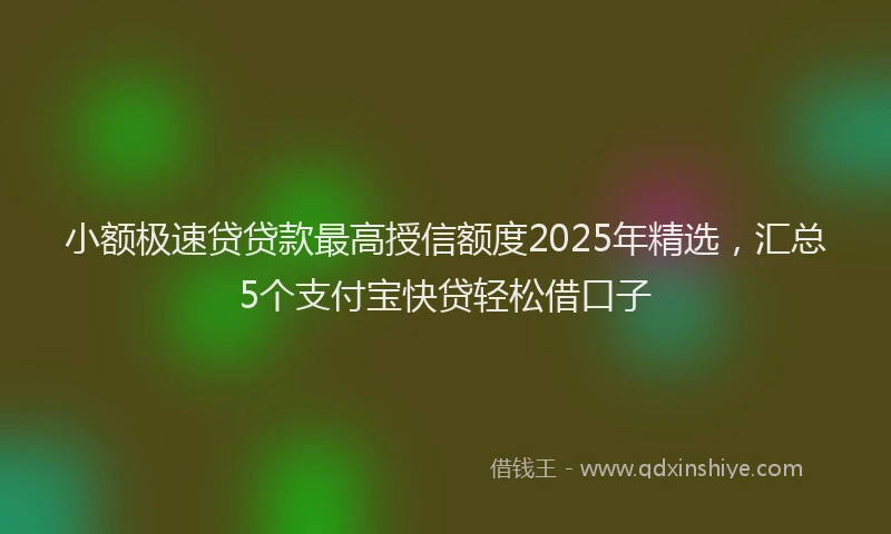 小额极速贷贷款最高授信额度2025年精选，汇总5个支付宝快贷轻松借口子