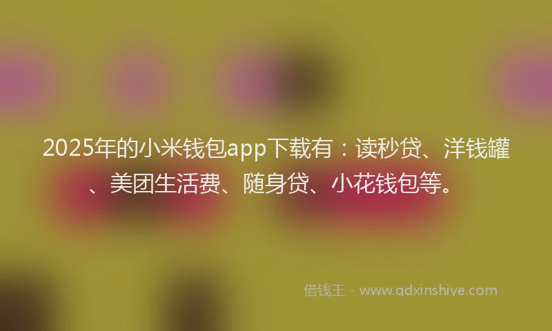 2025年的小米钱包app下载有：读秒贷、洋钱罐、美团生活费、随身贷、小花钱包等。