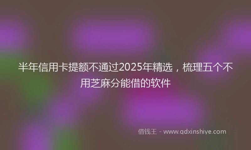 半年信用卡提额不通过2025年精选，梳理五个不用芝麻分能借的软件
