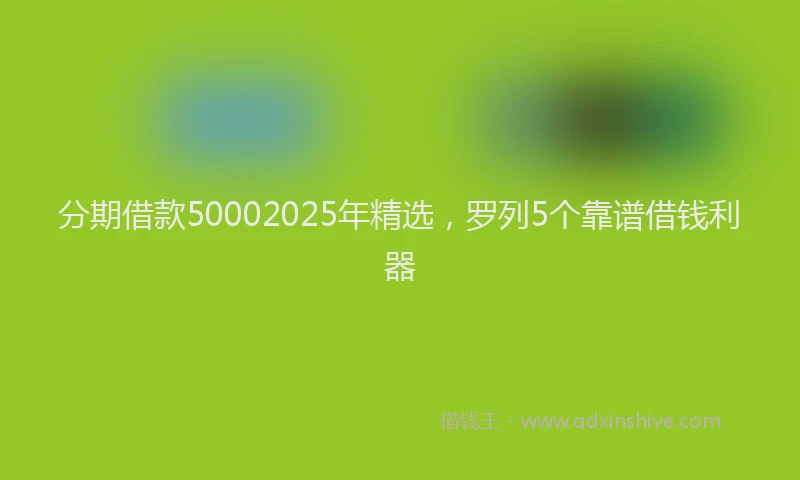 分期借款50002025年精选，罗列5个靠谱借钱利器