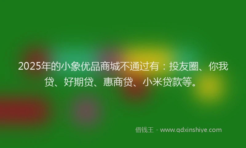 2025年的小象优品商城不通过有：投友圈、你我贷、好期贷、惠商贷、小米贷款等。
