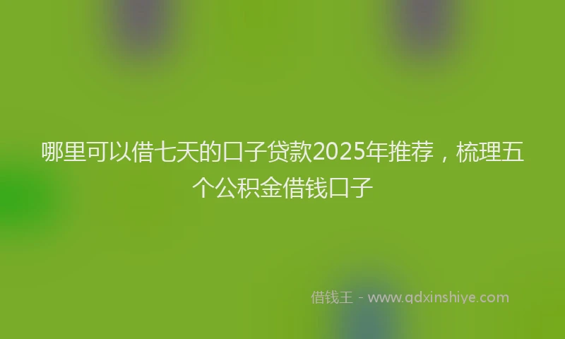 哪里可以借七天的口子贷款2025年推荐，梳理五个公积金借钱口子