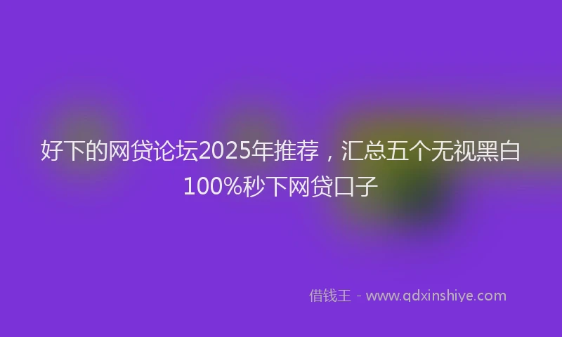 好下的网贷论坛2025年推荐，汇总五个无视黑白100%秒下网贷口子