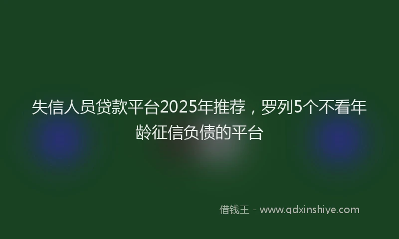 失信人员贷款平台2025年推荐，罗列5个不看年龄征信负债的平台