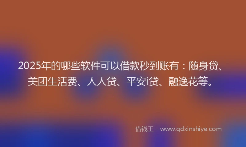 2025年的哪些软件可以借款秒到账有：随身贷、美团生活费、人人贷、平安i贷、融逸花等。