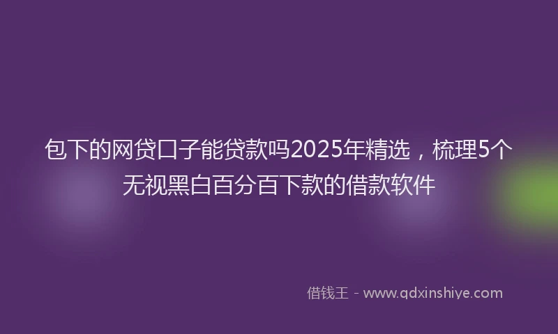 包下的网贷口子能贷款吗2025年精选，梳理5个无视黑白百分百下款的借款软件