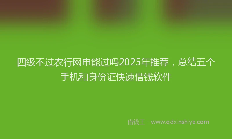 四级不过农行网申能过吗2025年推荐，总结五个手机和身份证快速借钱软件