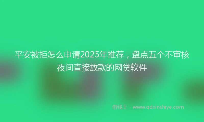 平安被拒怎么申请2025年推荐，盘点五个不审核夜间直接放款的网贷软件