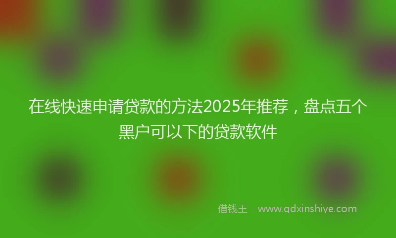 在线快速申请贷款的方法2025年推荐，盘点五个黑户可以下的贷款软件
