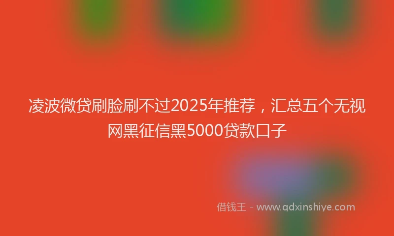 凌波微贷刷脸刷不过2025年推荐，汇总五个无视网黑征信黑5000贷款口子