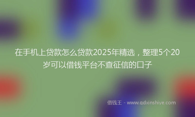 在手机上贷款怎么贷款2025年精选，整理5个20岁可以借钱平台不查征信的口子