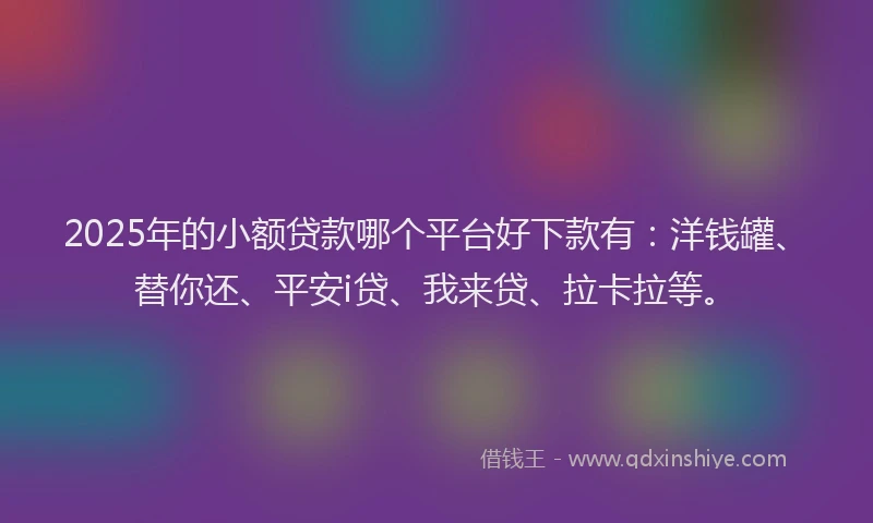 2025年的小额贷款哪个平台好下款有：洋钱罐、替你还、平安i贷、我来贷、拉卡拉等。