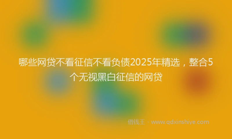 哪些网贷不看征信不看负债2025年精选，整合5个无视黑白征信的网贷