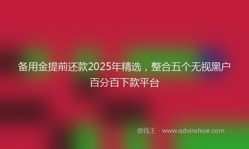 备用金提前还款2025年精选，整合五个无视黑户百分百下款平台
