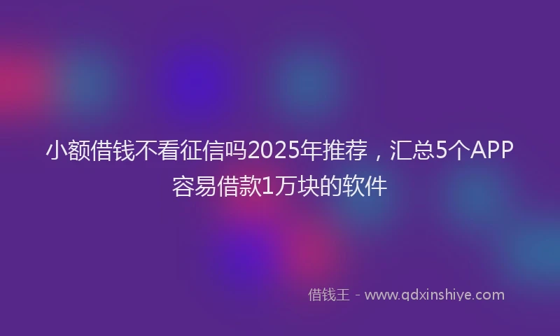 小额借钱不看征信吗2025年推荐，汇总5个APP容易借款1万块的软件